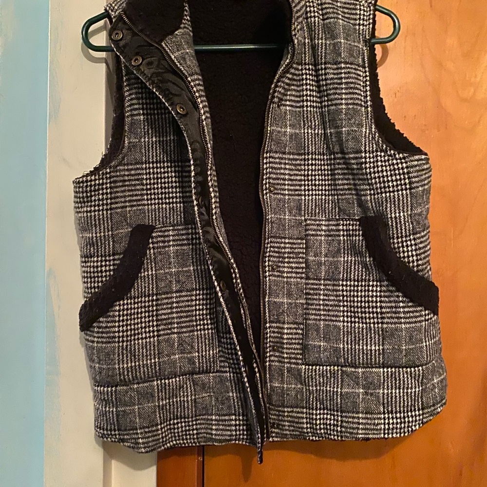 Miami Black and White Plaid Vest